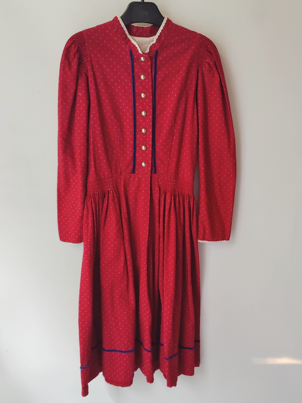 Oktoberfest Dirndl Red Ditsy  Floral Long-Sleeve Dress 140 Cm 8 Years Girl